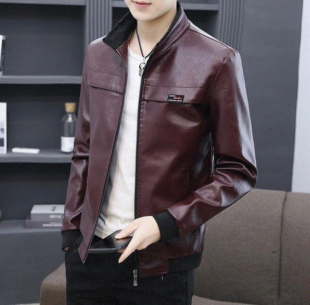 2021 High quality Autumn Winter Coats Jackets Men Solid Color Faux Leather Suit Jacket Long Sleeve Lapel Blazer Male