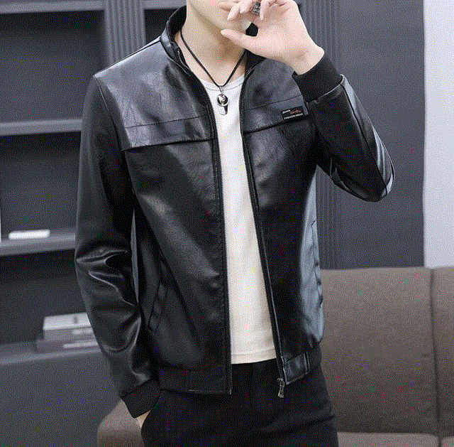 2021 High quality Autumn Winter Coats Jackets Men Solid Color Faux Leather Suit Jacket Long Sleeve Lapel Blazer Male