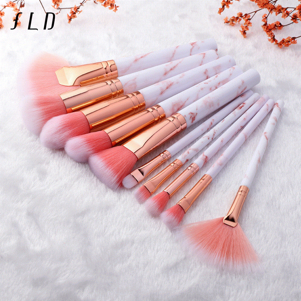 2021 High quality 10 Pcs Professional Makeup Brushes Set Full Function Foundation Eye Powder Fan Blush Brush Makeup Tools Brushes Set Kit