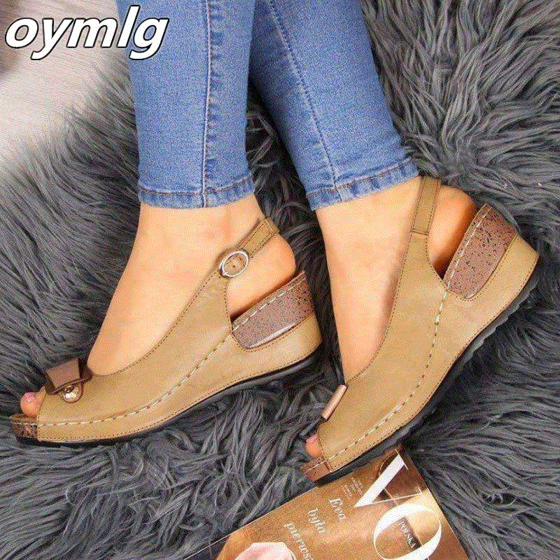 2021 High quality Retro Shoes Women Fashion Open Toe Ankle Platform Shoes Ladies Roman Sandals