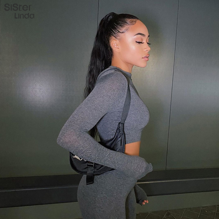2021 High quality Close skin soft women Gymwear Matching   Long Sleeve Tops Tees and Leggings 2 Two Piece Gymwear