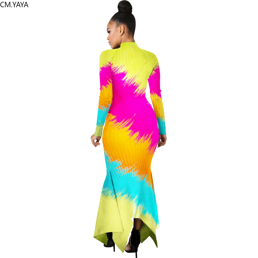 2021 High quality Long Maxi Dress Striped Leopard camouflage Print Knitted Sexy Club Night Party Full Sleeve Dresses