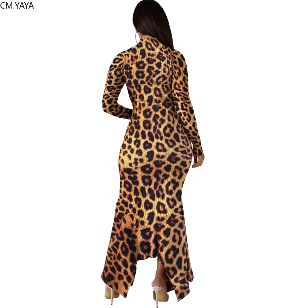 2021 High quality Long Maxi Dress Striped Leopard camouflage Print Knitted Sexy Club Night Party Full Sleeve Dresses