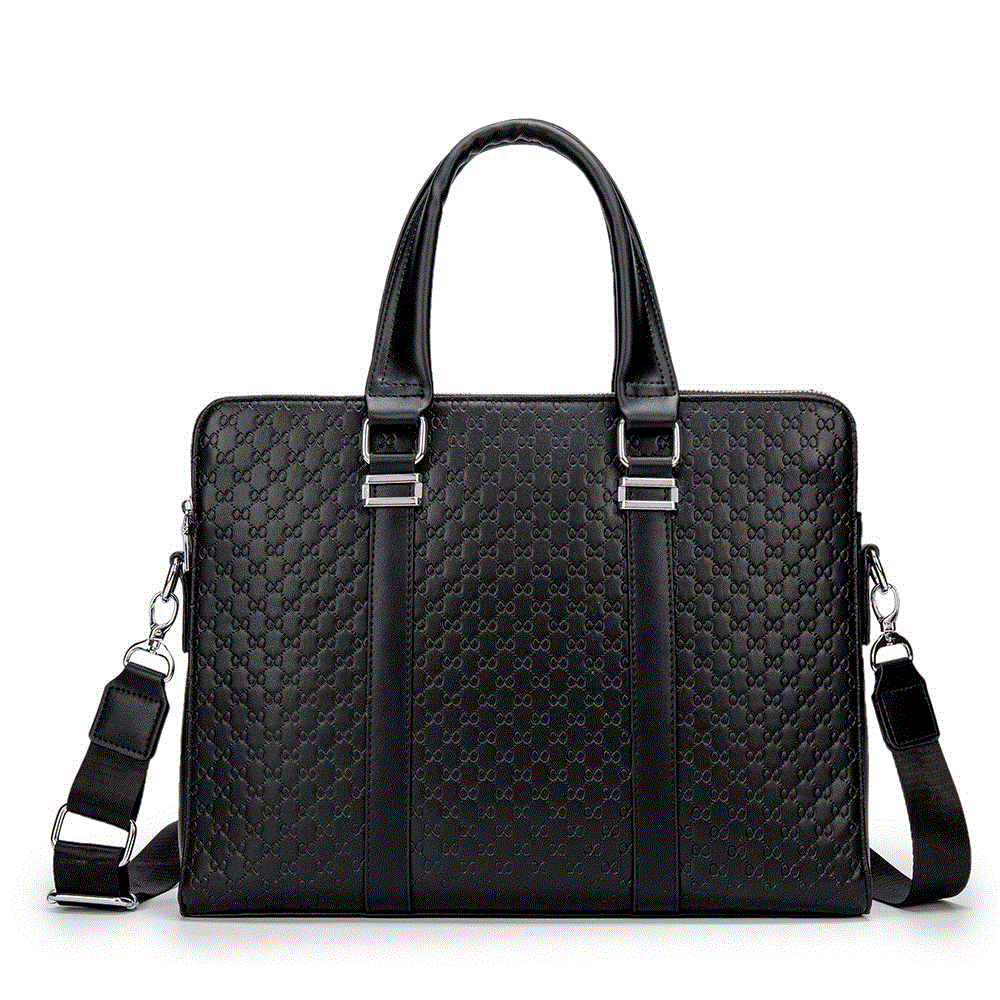 2021 High quality New Men's Handbag Business Briefcase Embossed Letter Shoulder Horizontal Style Multigrid Layer