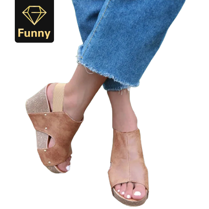 2021 High quality Women Sandals Ladies Open Toe Casual Shoes Platform Wedge Slides Beach Leather Wedge Heels Sandals