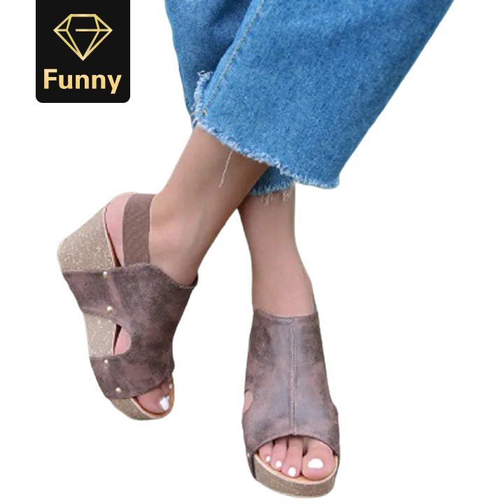 2021 High quality Women Sandals Ladies Open Toe Casual Shoes Platform Wedge Slides Beach Leather Wedge Heels Sandals