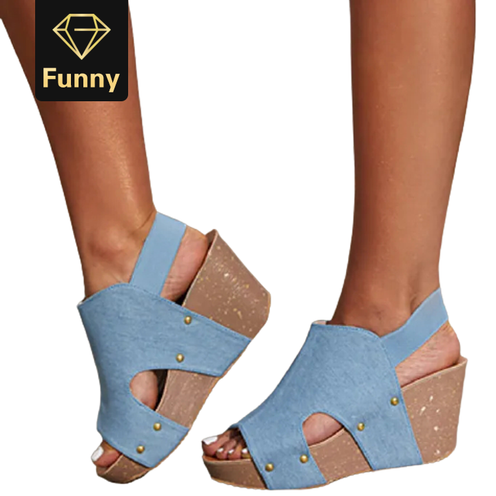 2021 High quality Women Sandals Ladies Open Toe Casual Shoes Platform Wedge Slides Beach Leather Wedge Heels Sandals