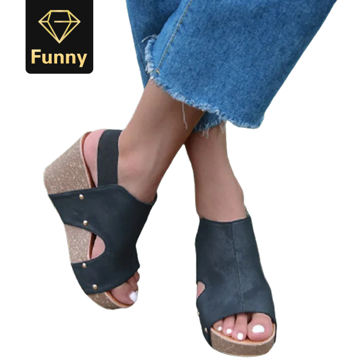 2021 High quality Women Sandals Ladies Open Toe Casual Shoes Platform Wedge Slides Beach Leather Wedge Heels Sandals