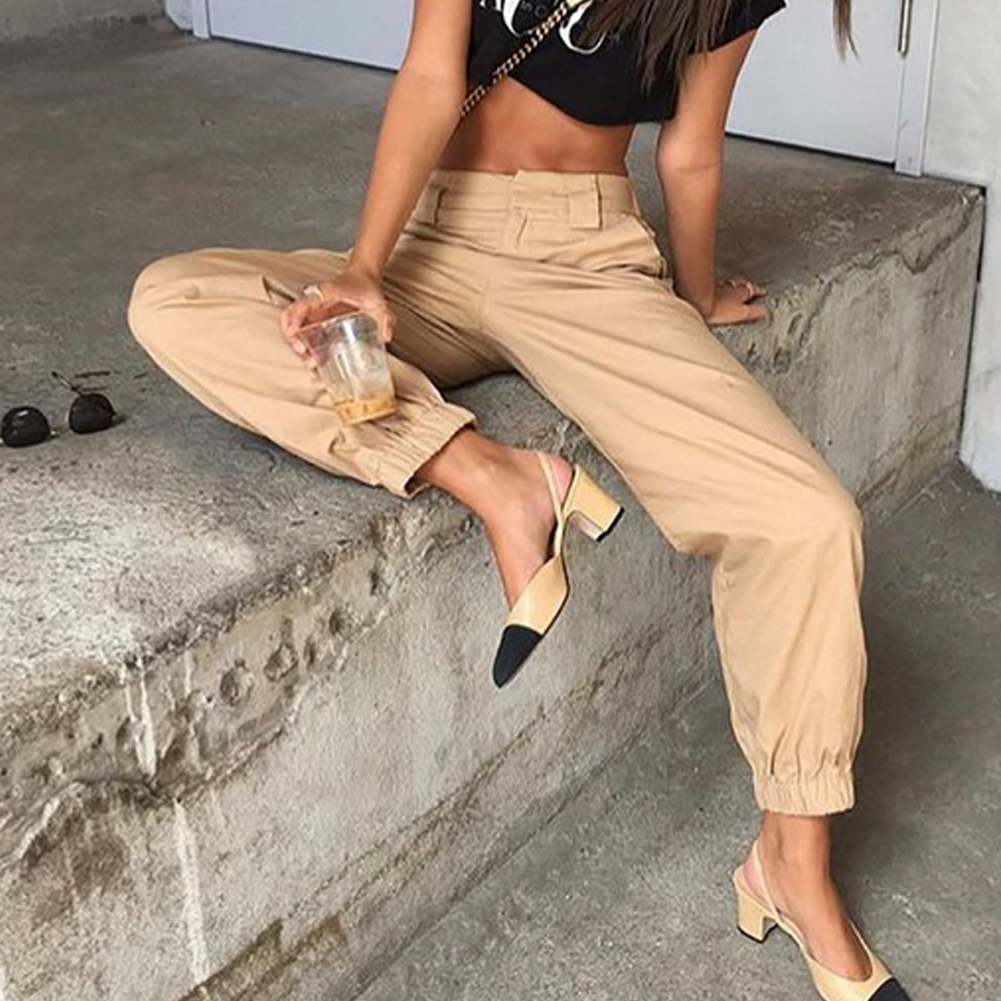 2021 High quality Fashion Women High Waist Chain Hip Pop Cargo Harem Pants Leggings Trouser Plus Size