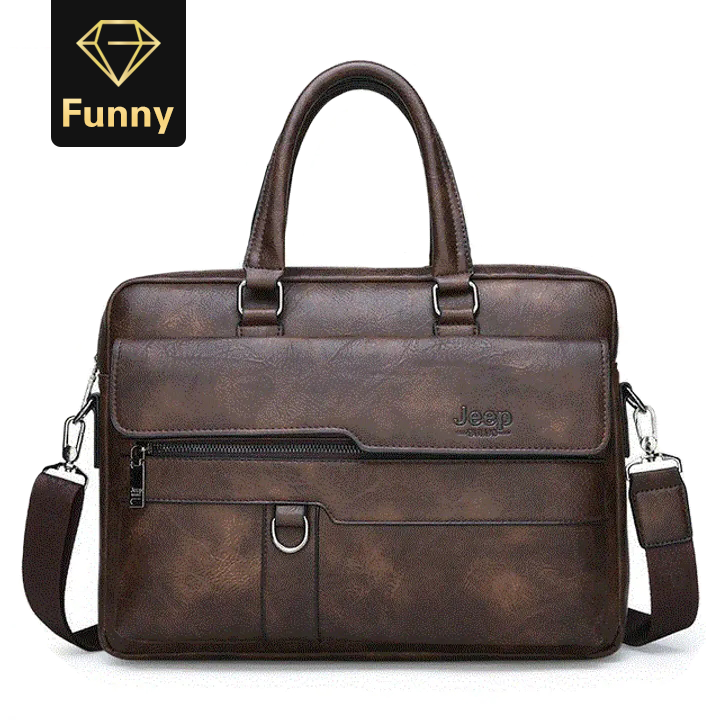2021 High quality New Men Briefcase Bags Business Leather Bag Shoulder Messenger Bags Work Handbag 14 Inch Laptop Bag