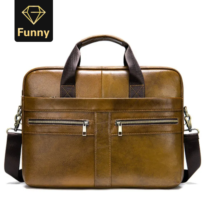 2021 High quality Mens Briefcase bag genuine leather laptop bag business tote for document officer