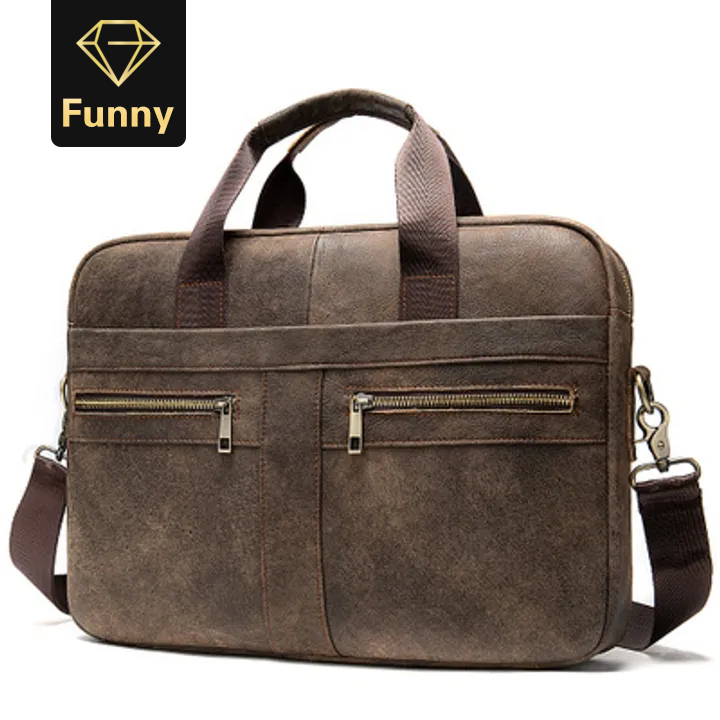 2021 High quality Mens Briefcase bag genuine leather laptop bag business tote for document officer