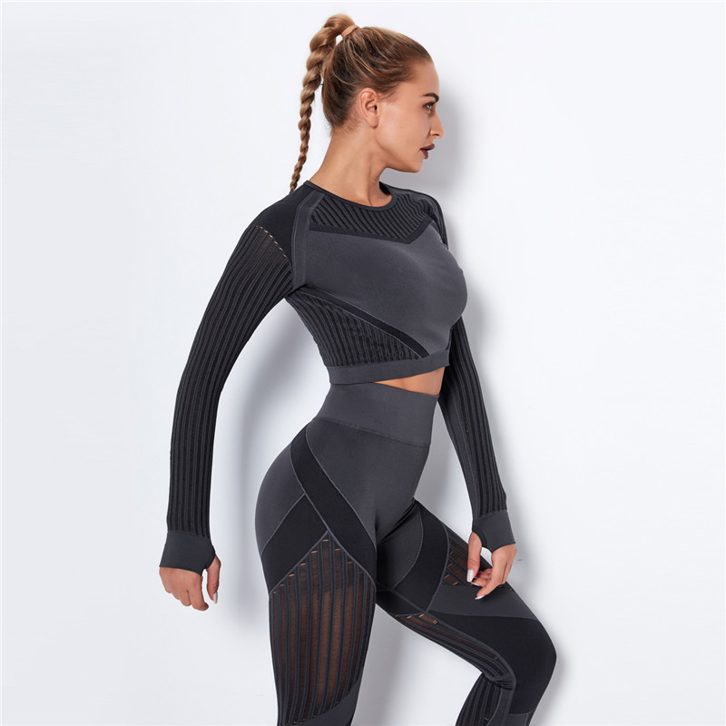 2021 High quality Women Hollow Out Seamless Yoga Set Sport Outfits Two Piece Crop Top Bra Leggings Fitness Sport suits