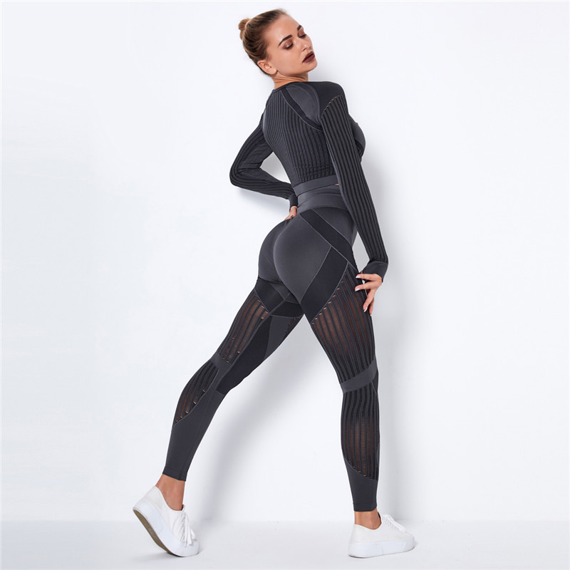 2021 High quality Women Hollow Out Seamless Yoga Set Sport Outfits Two Piece Crop Top Bra Leggings Fitness Sport suits