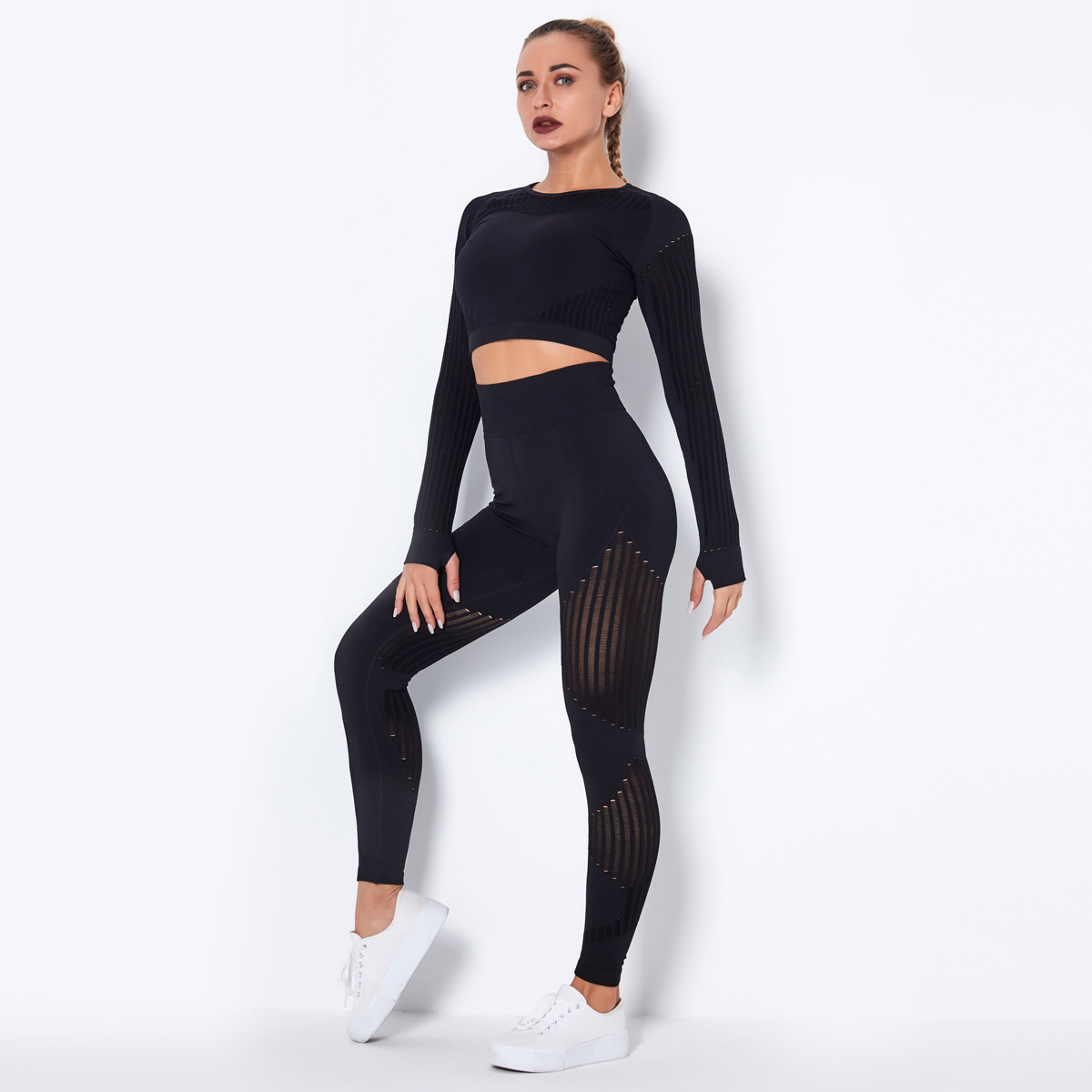 2021 High quality Women Hollow Out Seamless Yoga Set Sport Outfits Two Piece Crop Top Bra Leggings Fitness Sport suits