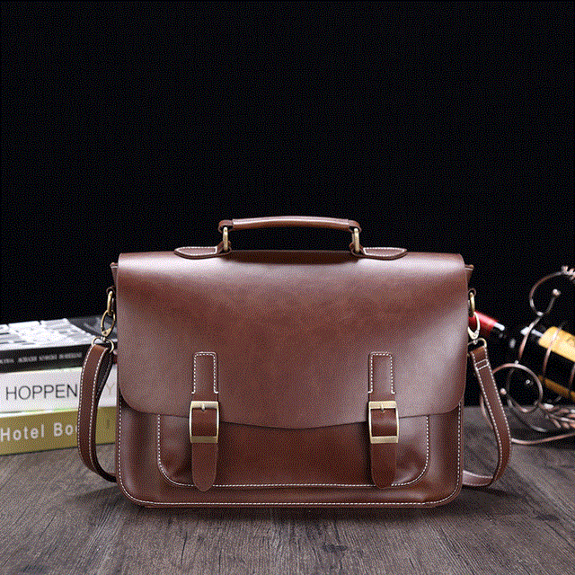 Men Business office Briefcase Leather Tote male Large capacity Shoulder bags Vintage Travel Handbags
