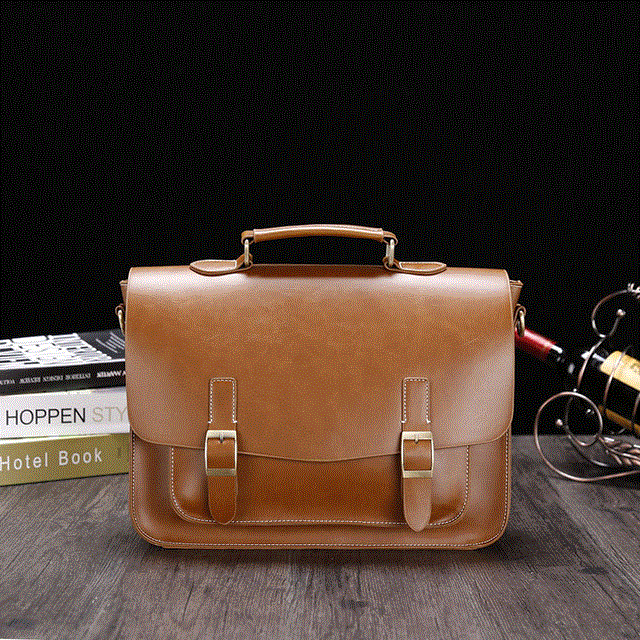 Men Business office Briefcase Leather Tote male Large capacity Shoulder bags Vintage Travel Handbags