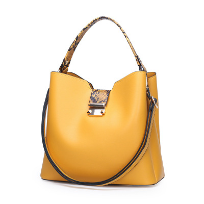 2021 High quality Women's bag high-quality luxury stitching 2-piece set large-capacity bucket simple handbag 4 color