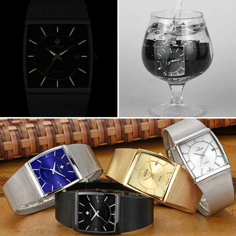 2021 High quality Luxury Gold Watches For Men Square Ultra Thin