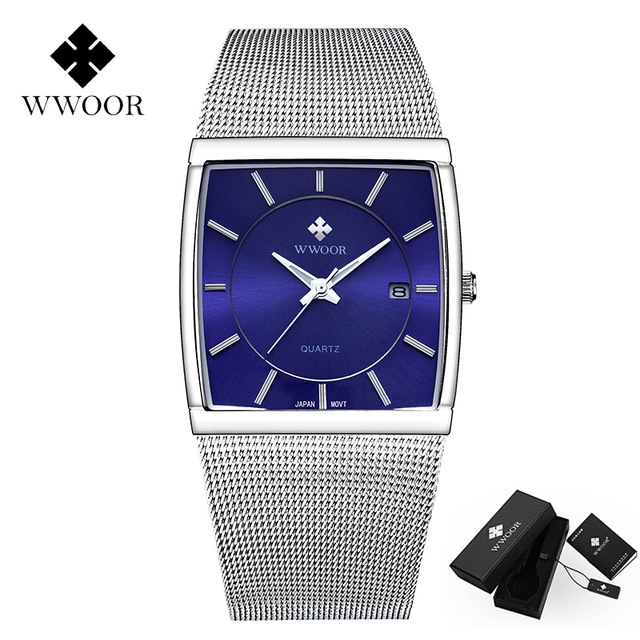2021 High quality Luxury Gold Watches For Men Square Ultra Thin