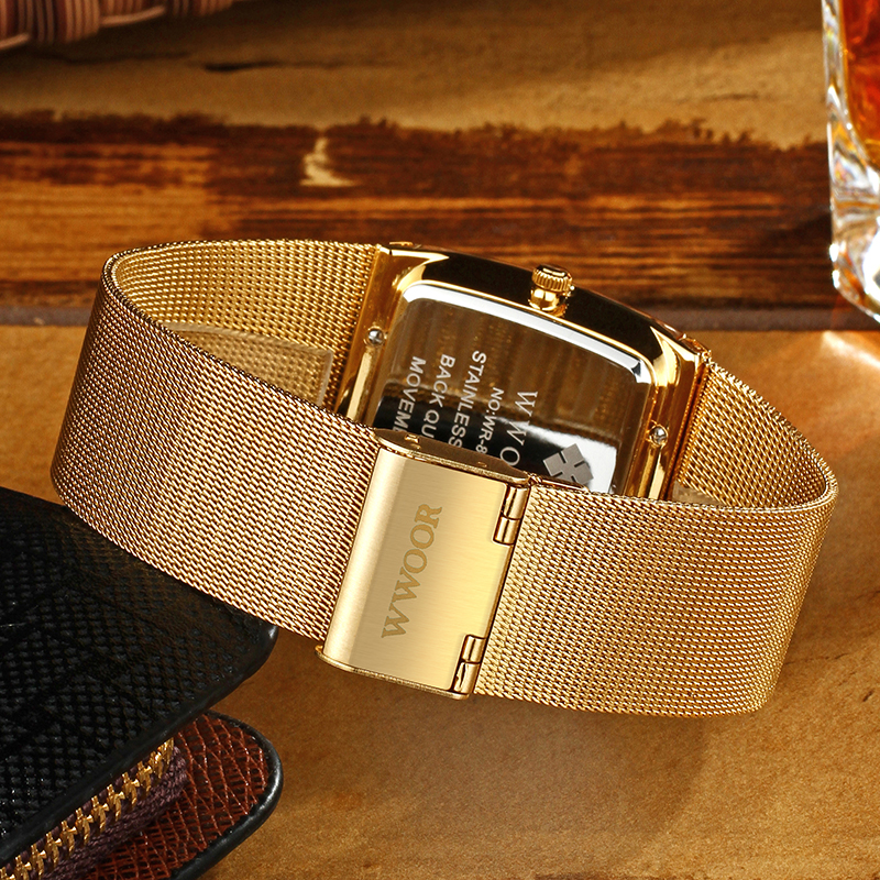 2021 High quality Luxury Gold Watches For Men Square Ultra Thin