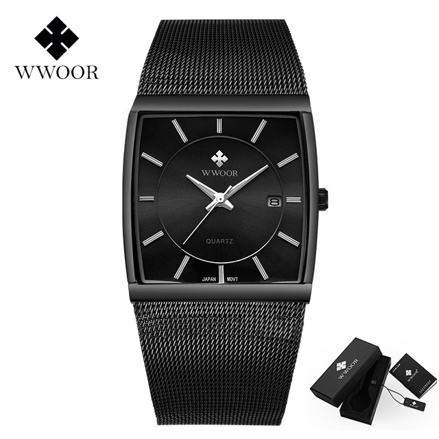 2021 High quality Luxury Gold Watches For Men Square Ultra Thin