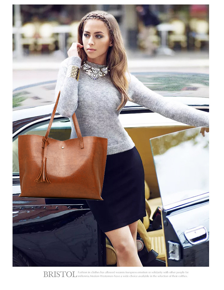 2021 High quality Waxing Leather bucket bag Simple Double strap handbag shoulder bags All-Purpose Shopping tote