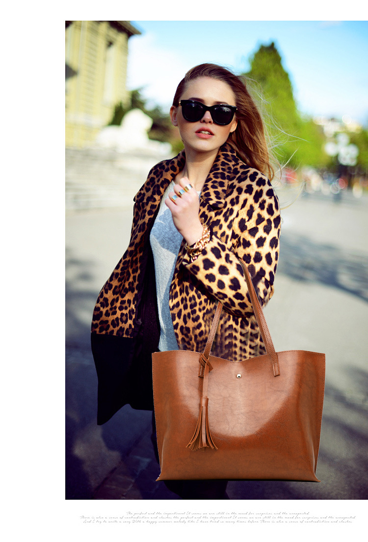 2021 High quality Waxing Leather bucket bag Simple Double strap handbag shoulder bags All-Purpose Shopping tote