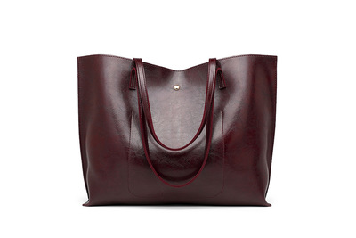 2021 High quality Waxing Leather bucket bag Simple Double strap handbag shoulder bags All-Purpose Shopping tote