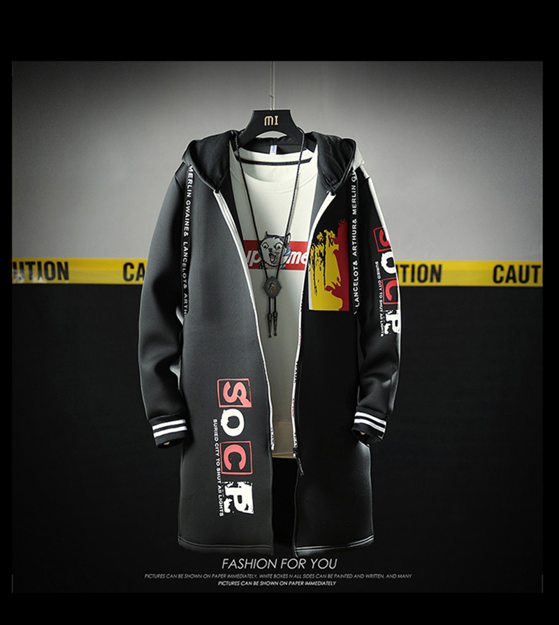 2021 High quality Men's long coat ,Zipper jacket , chaquetas de talla grande para hombre, Hip Hop coat