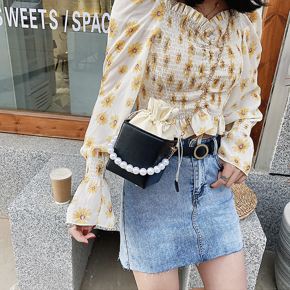2021 High quality Fashion Box-shaped PU leather messenger bag ladies chain sweet shoulder handbag