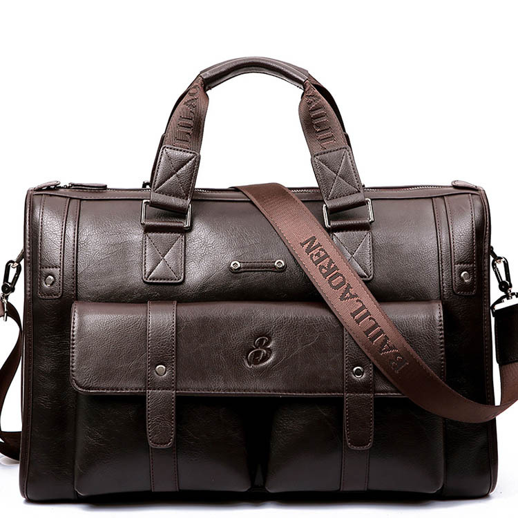 2021 High quality Men Leather Briefcase Business Vintage Shoulder Bag Large Laptop Travel Bags