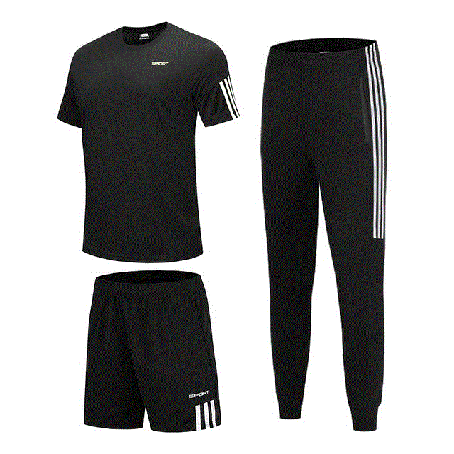 2021 High quality 3 Pcs Sports T-Shirt Men's Suits Running Shrits Sports Shorts Jogging Pants Mens suit
