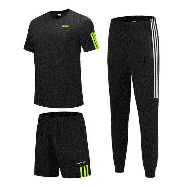 2021 High quality 3 Pcs Sports T-Shirt Men's Suits Running Shrits Sports Shorts Jogging Pants Mens suit