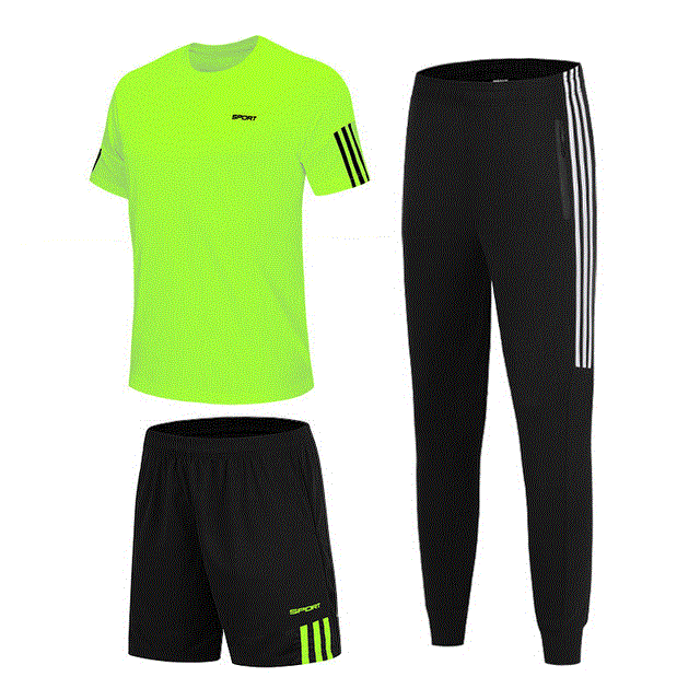 2021 High quality 3 Pcs Sports T-Shirt Men's Suits Running Shrits Sports Shorts Jogging Pants Mens suit