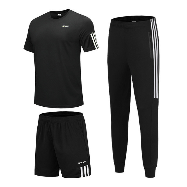 2021 High quality 3 Pcs Sports T-Shirt Men's Suits Running Shrits Sports Shorts Jogging Pants Mens suit