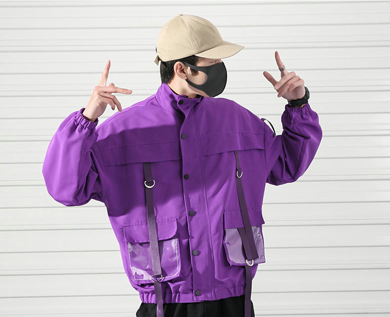 2021 High quality Men Jacket Coats Casual Windbreaker Pockets Men's Overalls Jacket Hip Hop Streetwear