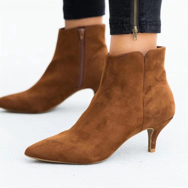 2021 High quality Women's Boots Leopard Pointed Ladies High Heels