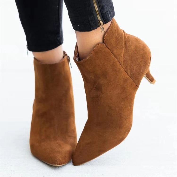 2021 High quality Women's Boots Leopard Pointed Ladies High Heels