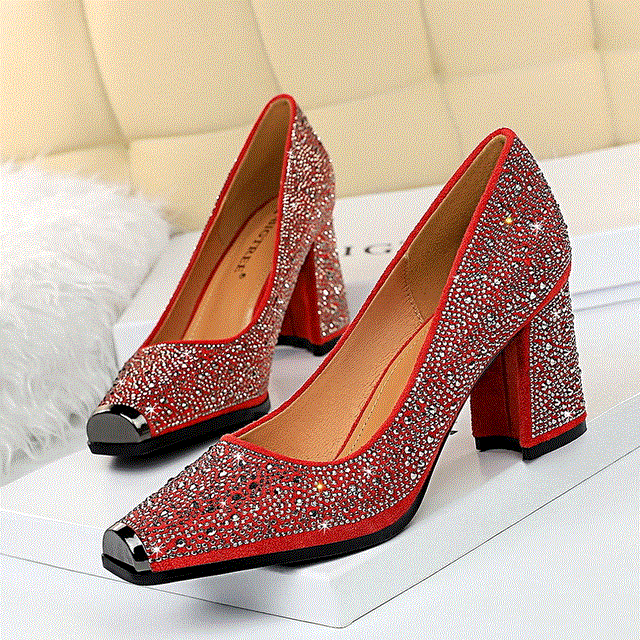 2021 High quality Women High Heel Shoe Woman Wedding Heel Comfortable square Heel Shoe