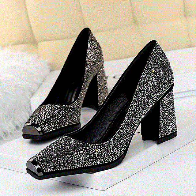 2021 High quality Women High Heel Shoe Woman Wedding Heel Comfortable square Heel Shoe