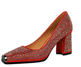 2021 High quality Women High Heel Shoe Woman Wedding Heel Comfortable square Heel Shoe