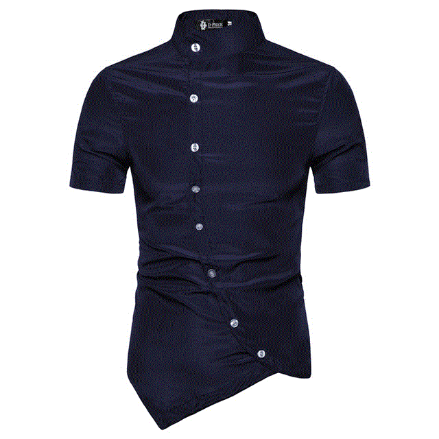 2021 High quality Men's Summer Fashion Slim Short Sleeve Shirt Men Shirt Vintage Evening Shirts