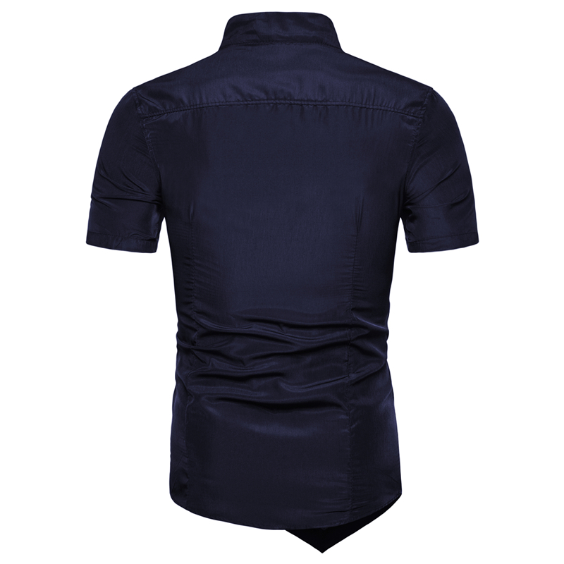 2021 High quality Men's Summer Fashion Slim Short Sleeve Shirt Men Shirt Vintage Evening Shirts