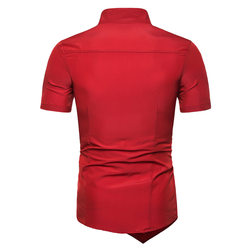 2021 High quality Men's Summer Fashion Slim Short Sleeve Shirt Men Shirt Vintage Evening Shirts