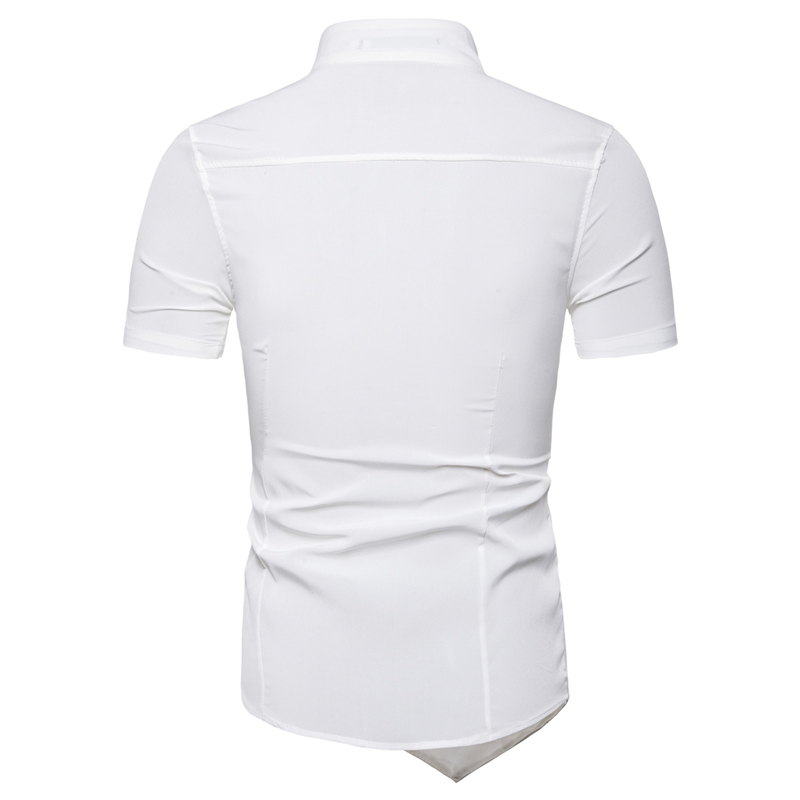 2021 High quality Men's Summer Fashion Slim Short Sleeve Shirt Men Shirt Vintage Evening Shirts