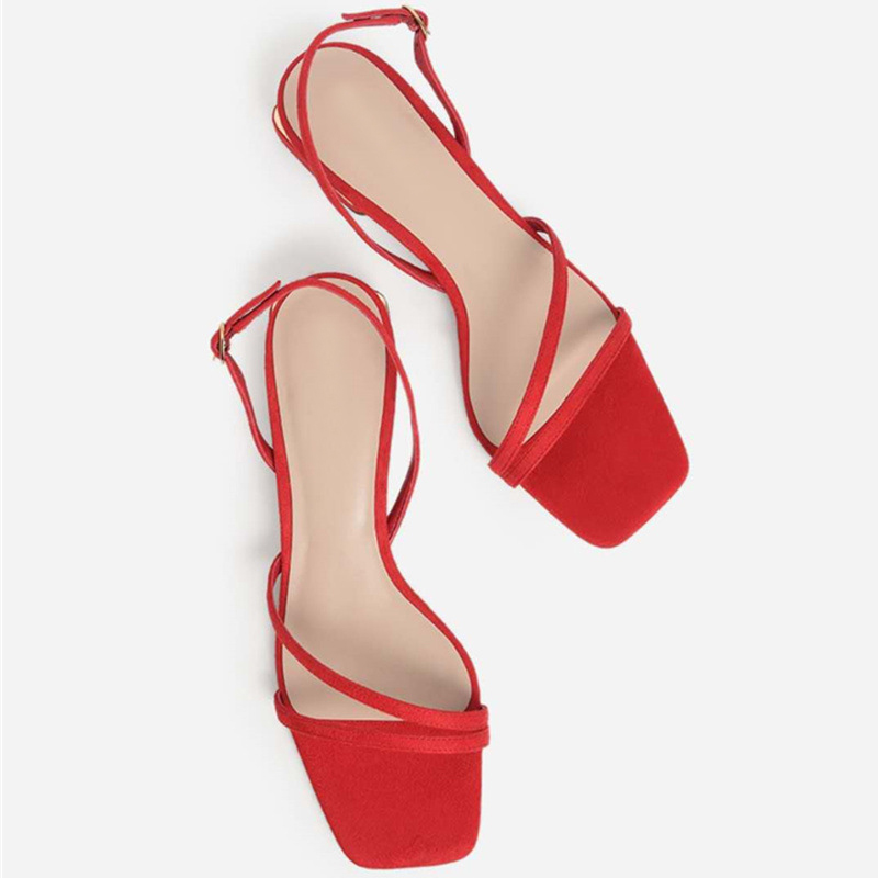 2021 High quality Summer fashion strap women sandals sexy open toe square heel shallow mouth sandals