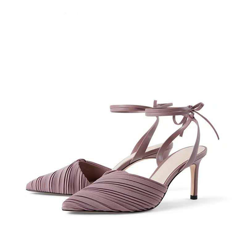 2021 High quality women sandals fashion ankle strap women pointed elegant fine heel party sandals