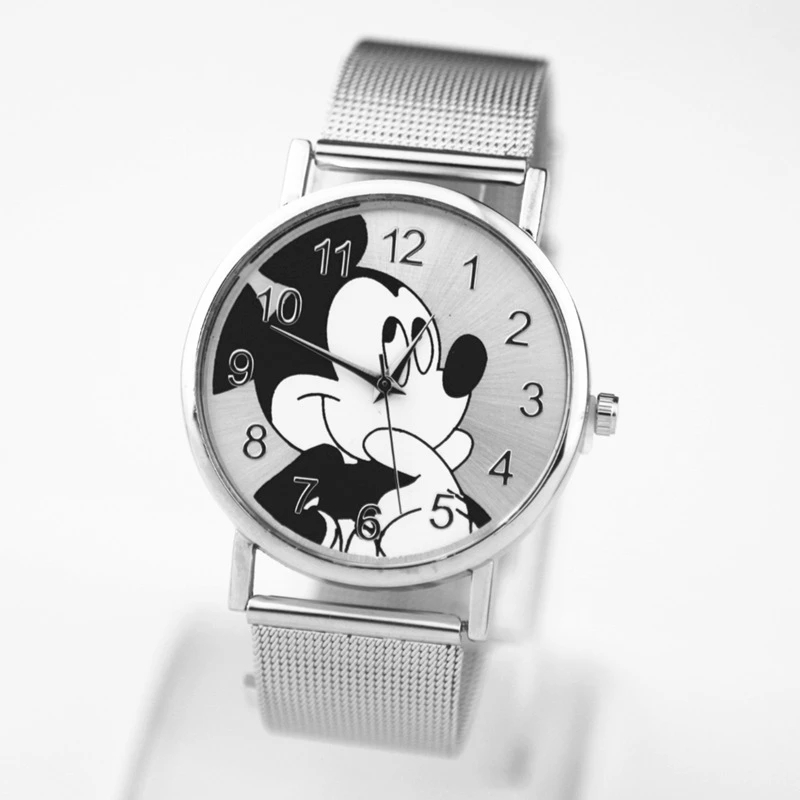 2021 High quality Mickey Mouse Brand Women Watch Stylish Stainless Steel Mesh Watch Casual Quartz Watch