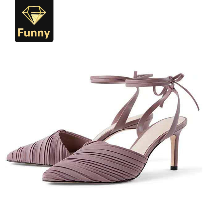 2021 High quality women sandals fashion ankle strap women pointed elegant fine heel party sandals
